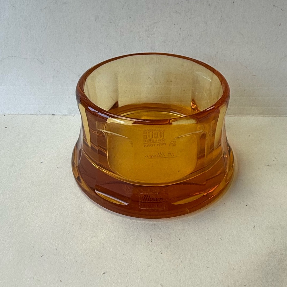Neue Galerie Exclusive Josef Hoffman Facet Cut Moser Amber Glass Bowl Dish